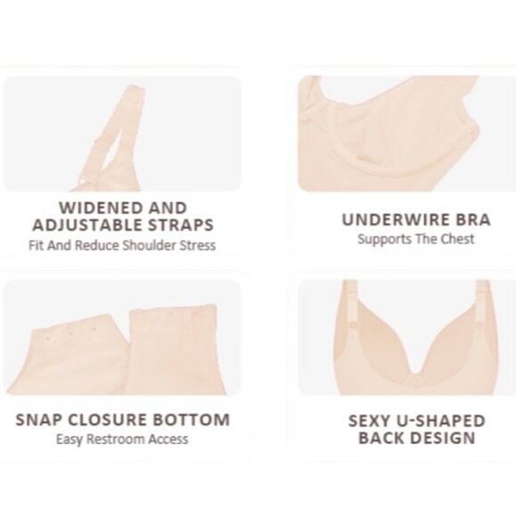 Popilush Womens Shapewear Bodysuit Large Black Tummy Control Snap Closure - Picture 3 of 8